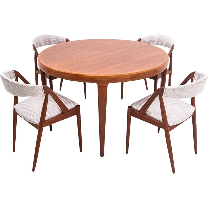 Vintage Teak dining set with K. Kristiansen chairs 1960s