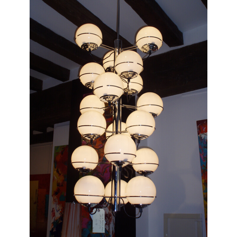 Mid century modern Italian chandelier, Targetti SANKEY - 1970s