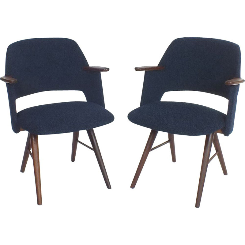 Pair of vintage dark blue Pastoe chairs by Cees Braakman