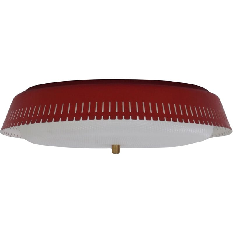 Vintage Red Bent Karlby Ceiling Lamp 1960s