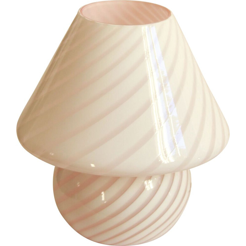 Vintage Murano lamp roze wervelende paddestoelen Italië 1970