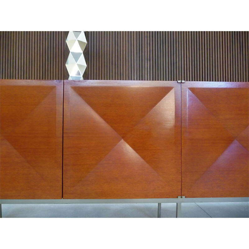 "Pointe de Diamant" sideboard in mahogany and steel, Antoine PHILIPPON & Jacqueline LECOQ - 1960s