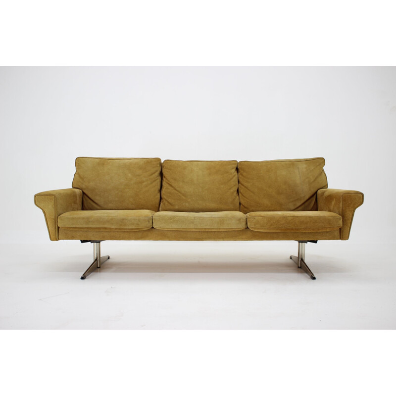 Vintage Georg Thams 3-Seater Sofa in Suede Leather, Denmark 1970s 