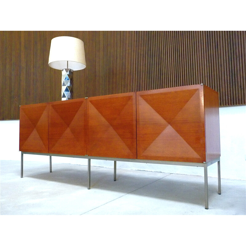 "Pointe de Diamant" sideboard in mahogany and steel, Antoine PHILIPPON & Jacqueline LECOQ - 1960s