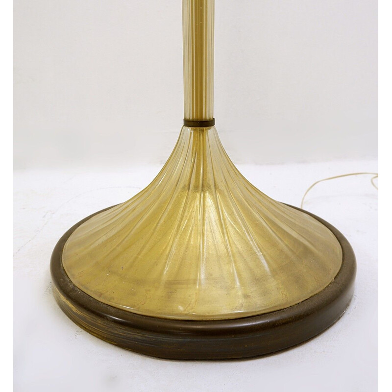Vintage Murano Table Lamp Barovier & Toso 'Cordonato D'Oro' 1950s