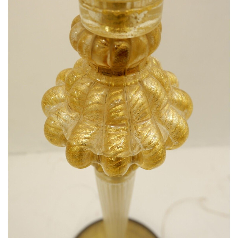 Vintage Murano Table Lamp Barovier & Toso 'Cordonato D'Oro' 1950s