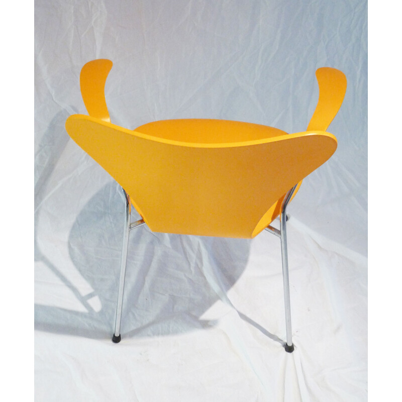 Vintage chair mod 3207 orange yellow