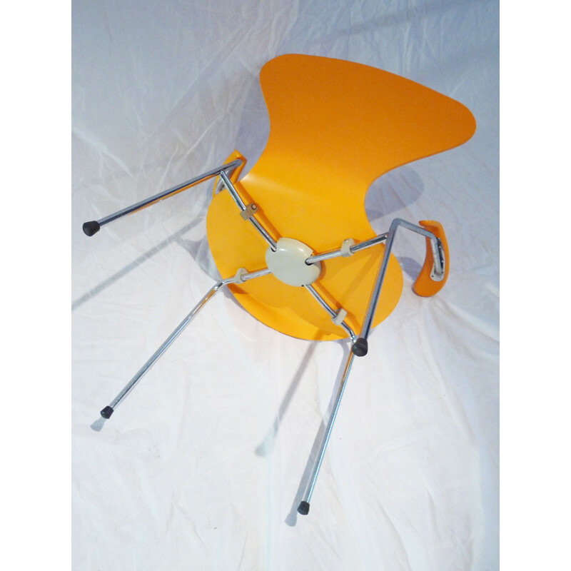 Vintage chair mod 3207 orange yellow