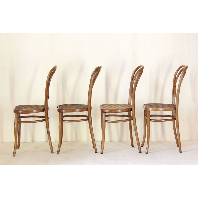 Set Of 4 vintage Thonet Style Chairs With Sofa By Wackerlin & Co 1880 