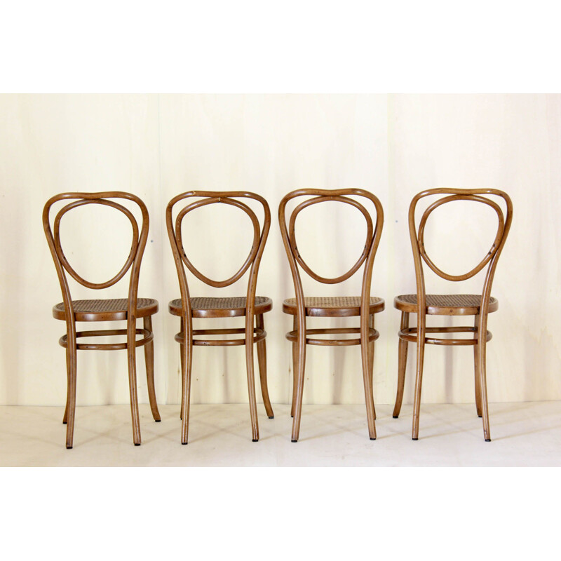 Set Of 4 vintage Thonet Style Chairs With Sofa By Wackerlin & Co 1880 