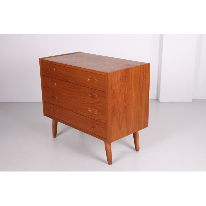 Vintage teak chest with 4 drawers, Denmark 1960