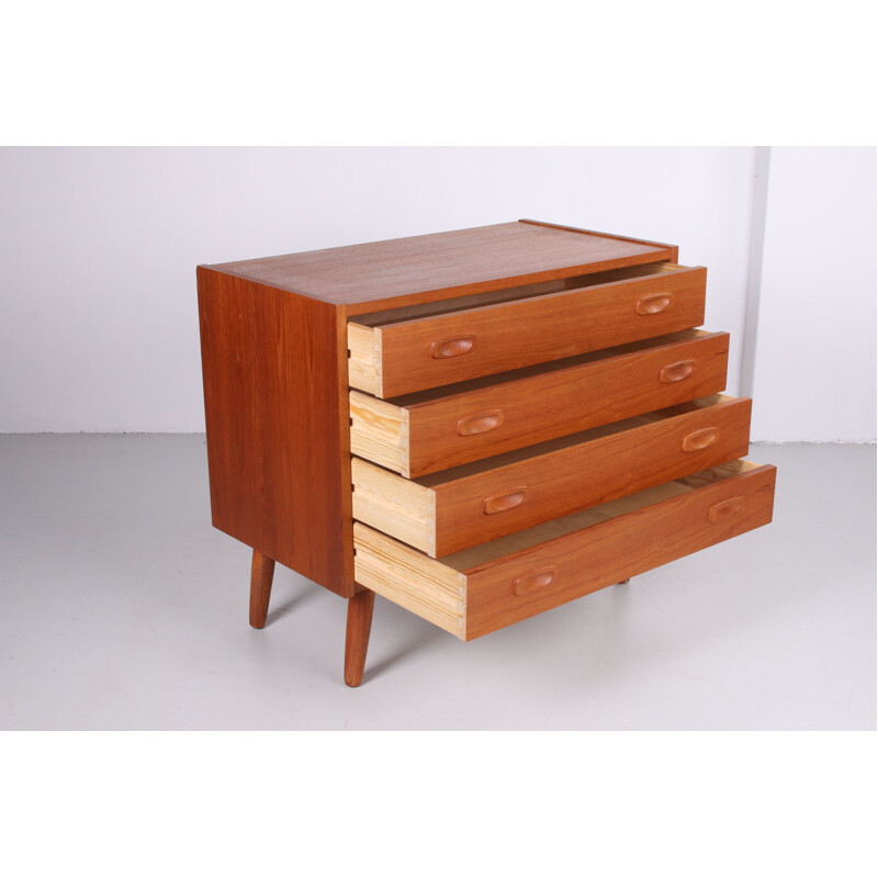 Vintage teak chest with 4 drawers, Denmark 1960