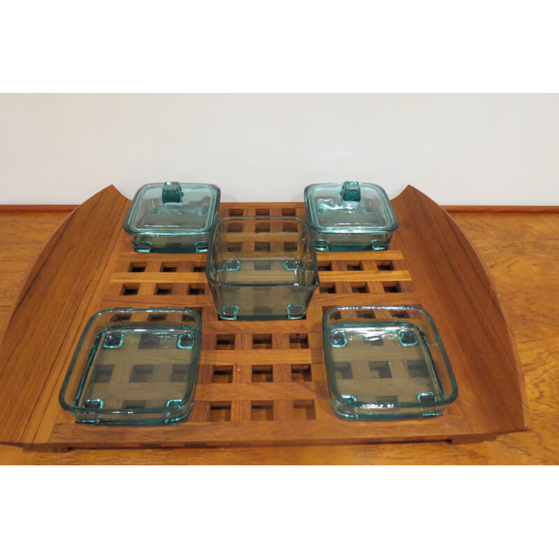 Dansk Design tray in teak with glass inserts, Jens QUISTGAARD - 1960s