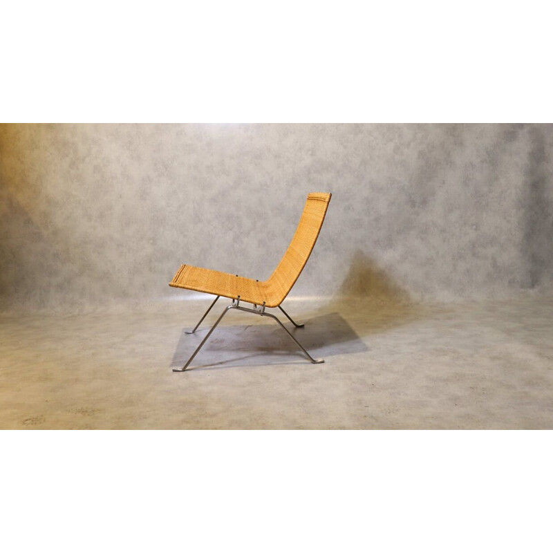 Fauteuil lounge vintage en rotin, PK22, par Poul Kjærholm pour Fritz Hansen 1957