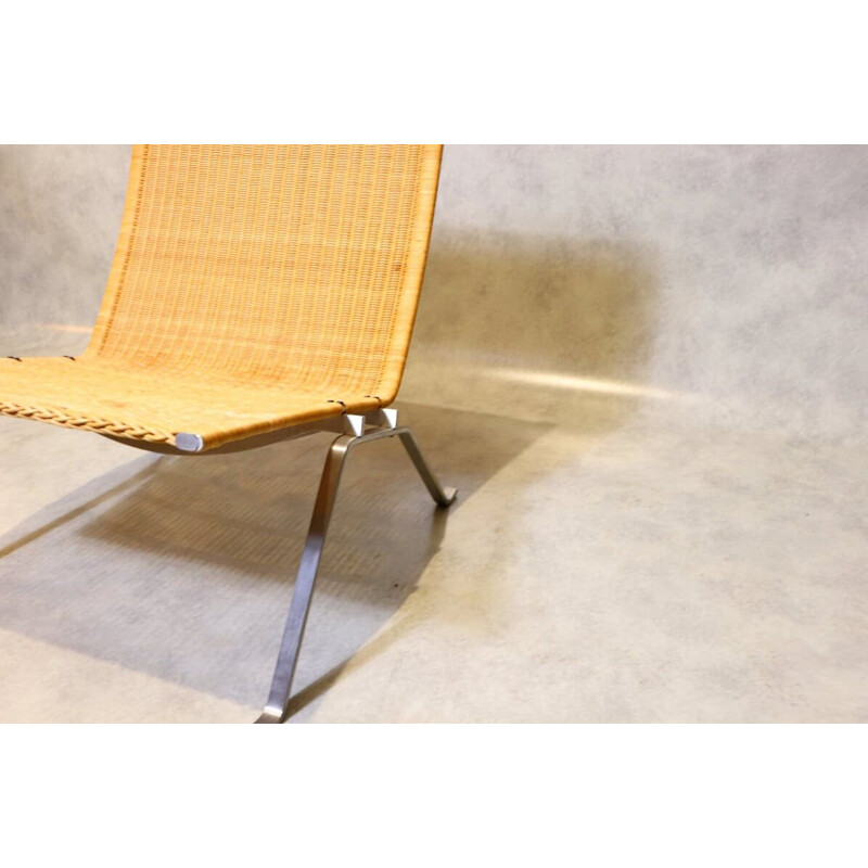 Vintage rattan lounge chair, PK22, by Poul Kjærholm for Fritz Hansen 1957