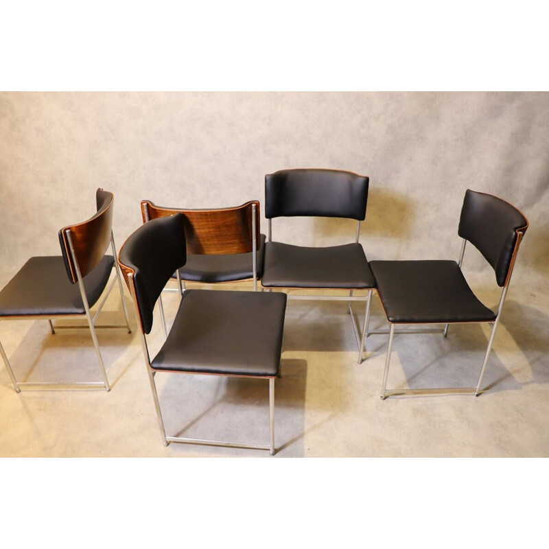 Set of 5 vintage SM08 chairs by Cees Braakman for Pastoe, Netherlands 1950