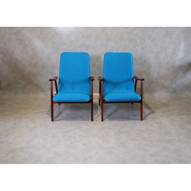 Pair of vintage lounge armchairs by Louis Van Teeffelen for Wébé, Netherlands 1950