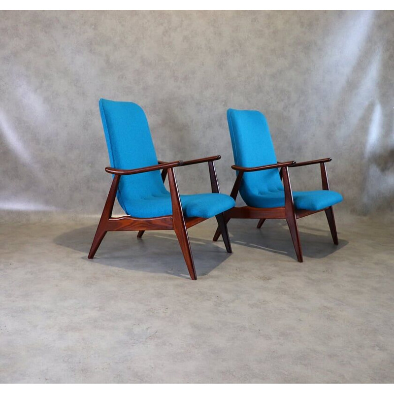 Paire de fauteuils lounge vintage par Louis Van Teeffelen pour Wébé, Pays-Bas 1950