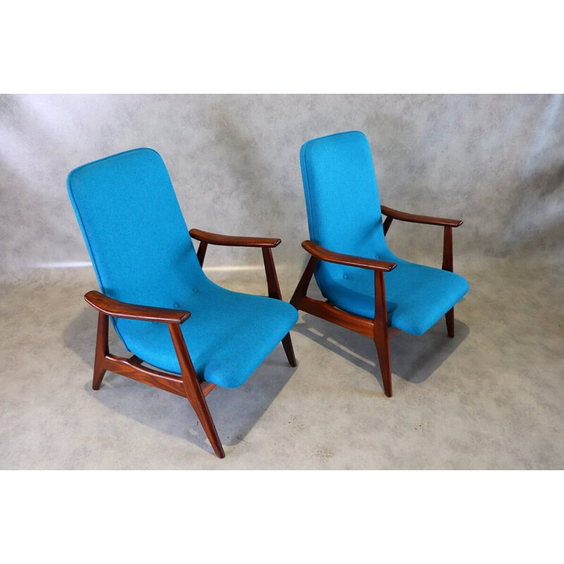 Pair of vintage lounge armchairs by Louis Van Teeffelen for Wébé, Netherlands 1950