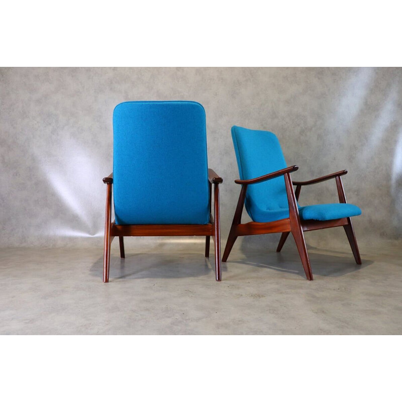 Pair of vintage lounge armchairs by Louis Van Teeffelen for Wébé, Netherlands 1950
