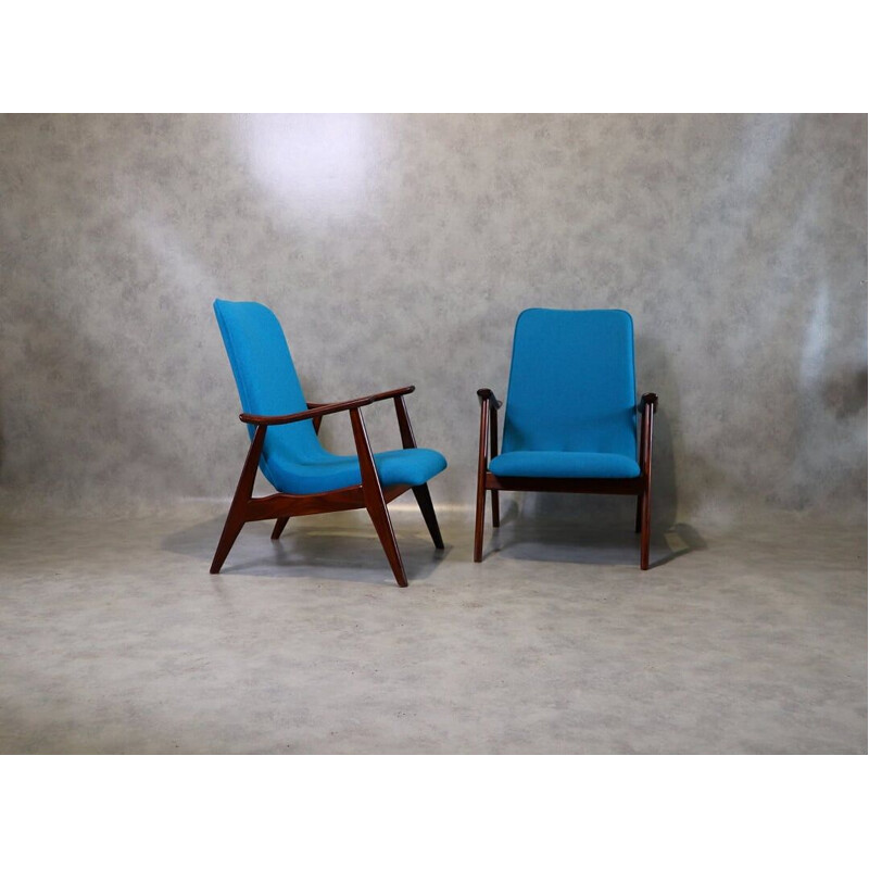 Paire de fauteuils lounge vintage par Louis Van Teeffelen pour Wébé, Pays-Bas 1950