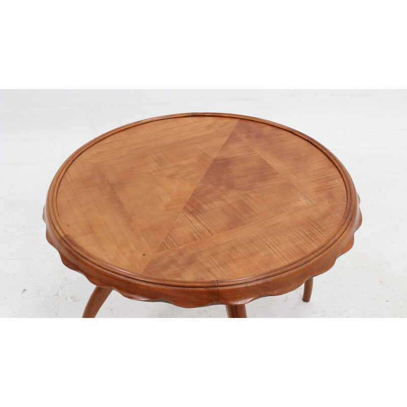 Vintage round walnut coffee table by Osvaldo Borsani 1940