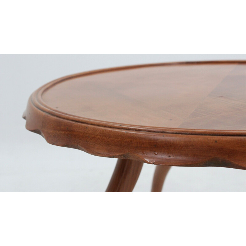 Vintage round walnut coffee table by Osvaldo Borsani 1940