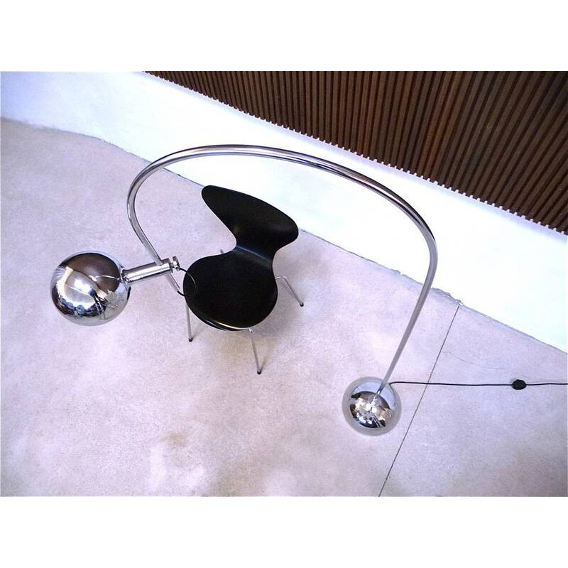 Italian chromed Arc floor Lamp - 1960s