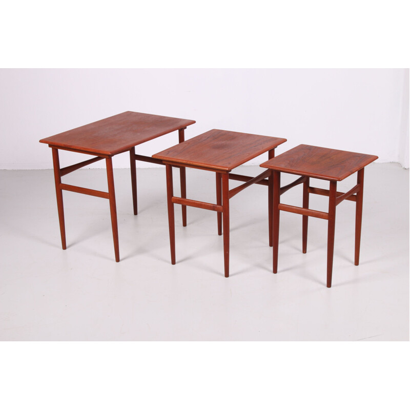3 vintage teak side tables by Dyrlund, Denmark 1960