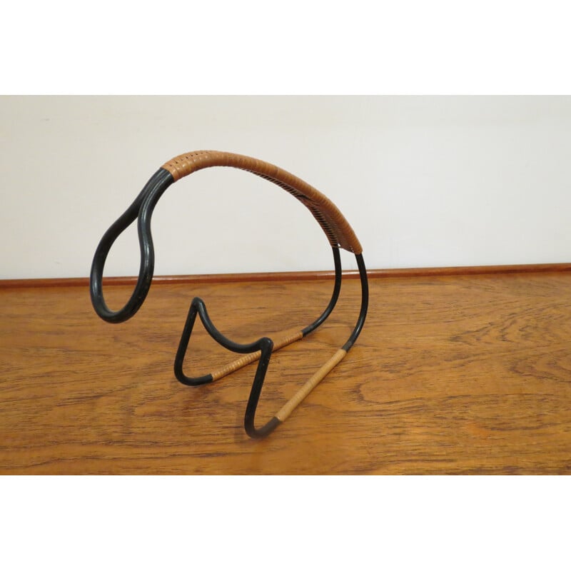 Vintage metal and rattan bottle holder by Laurids Lonborg, 1960