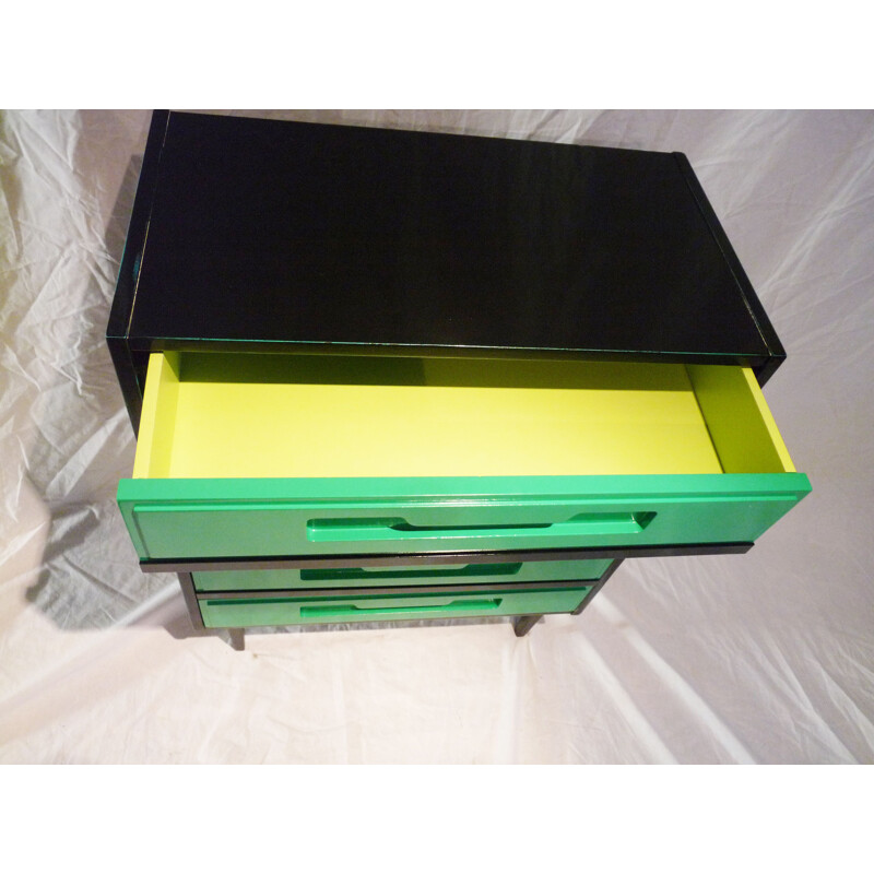 Vintage green 5 drawer chest of drawers