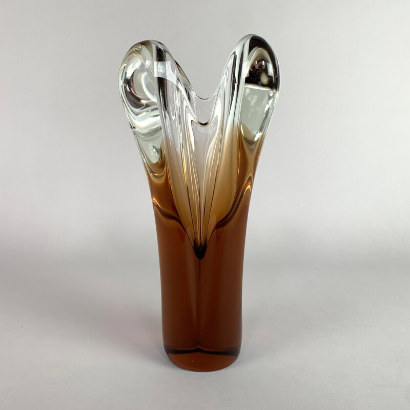 Vintage art glass vase by Jan Beranek for the Skrdlovice Glass Works 1960 