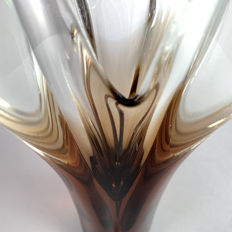 Vase vintage en verre d'art par Jan Beranek pour la verrerie de Skrdlovice 1960 