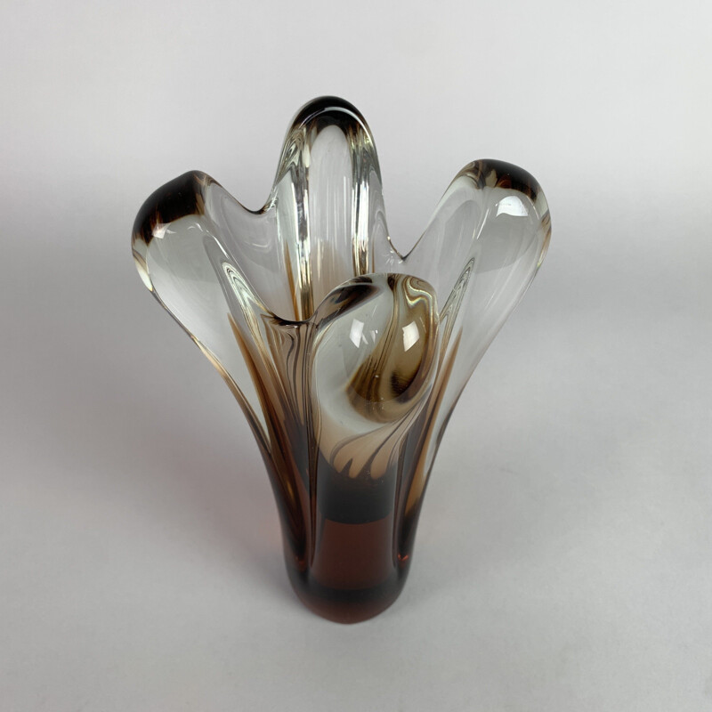 Vintage art glass vase by Jan Beranek for the Skrdlovice Glass Works 1960 