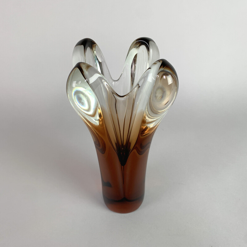 Vintage art glass vase by Jan Beranek for the Skrdlovice Glass Works 1960 