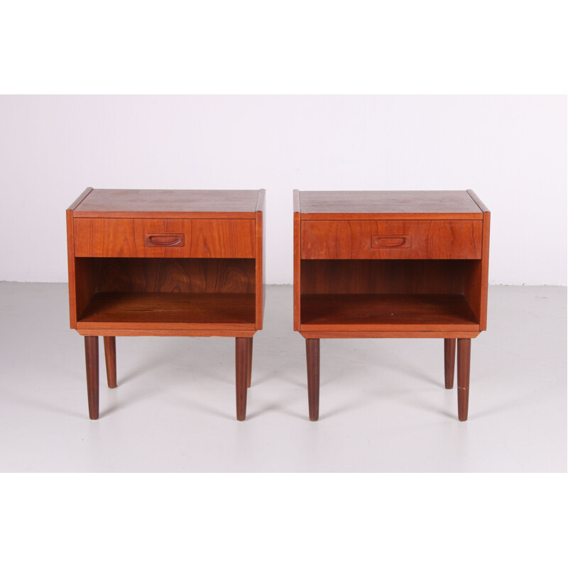 Pair of vintage teak night tables, Denmark 1960