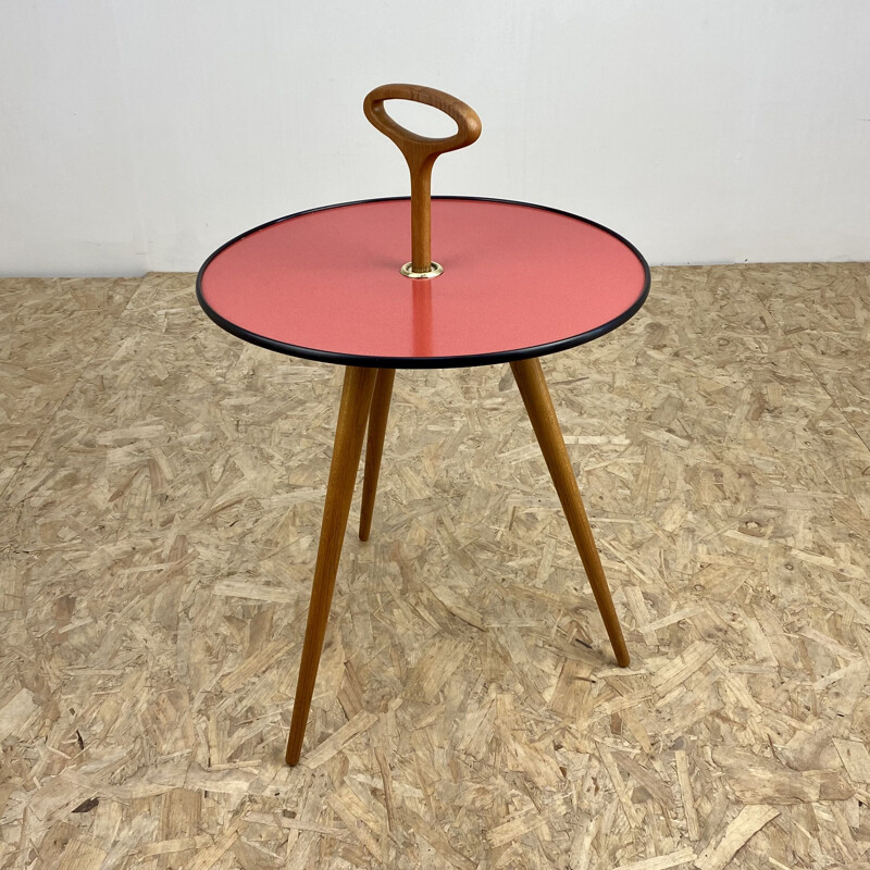 Vintage round tripod side table 1950