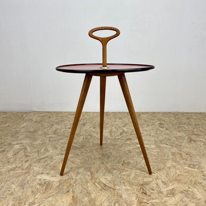 Vintage round tripod side table 1950