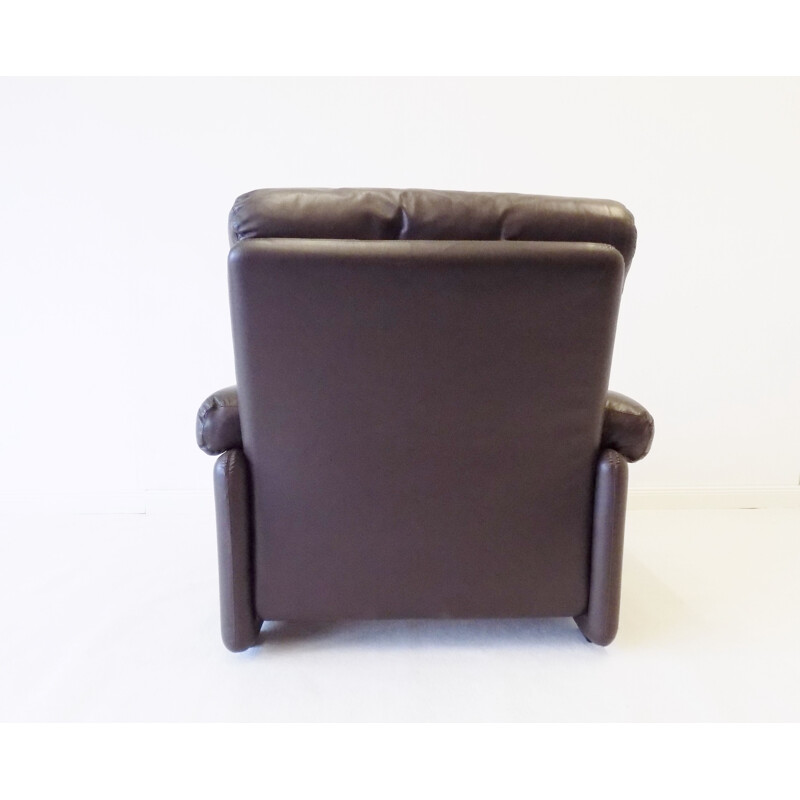 Vintage Coronado brown leather armchair by Afra & Tobia Scarpa Italy 1960s