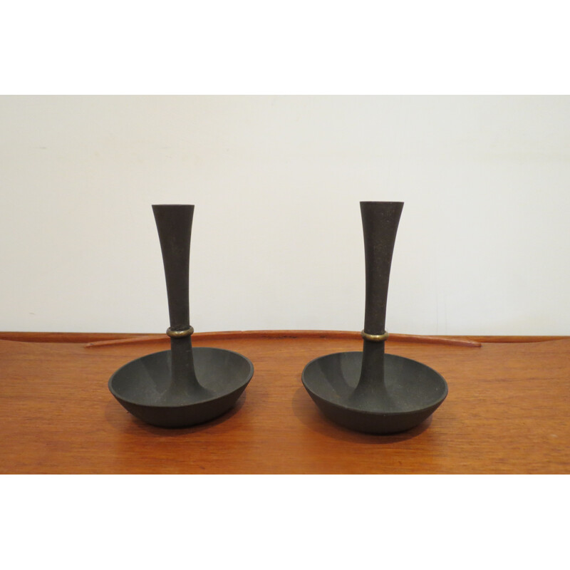 Pair of Dansk candleholders in wrought iron, Jens QUISTGAARD - 1960s