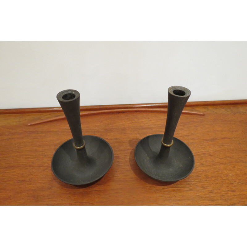 Pair of Dansk candleholders in wrought iron, Jens QUISTGAARD - 1960s