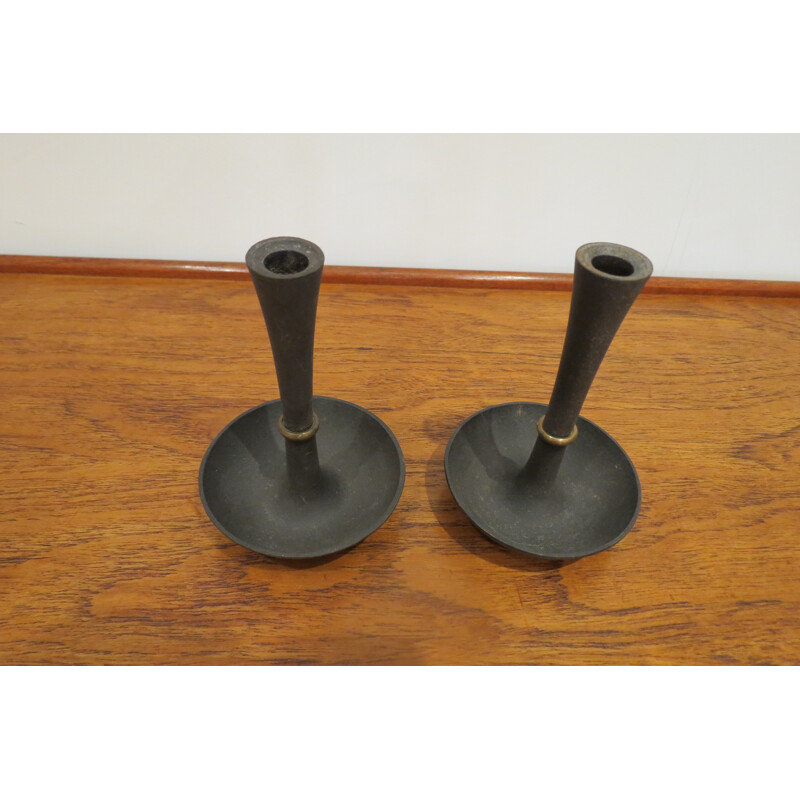 Pair of Dansk candleholders in wrought iron, Jens QUISTGAARD - 1960s