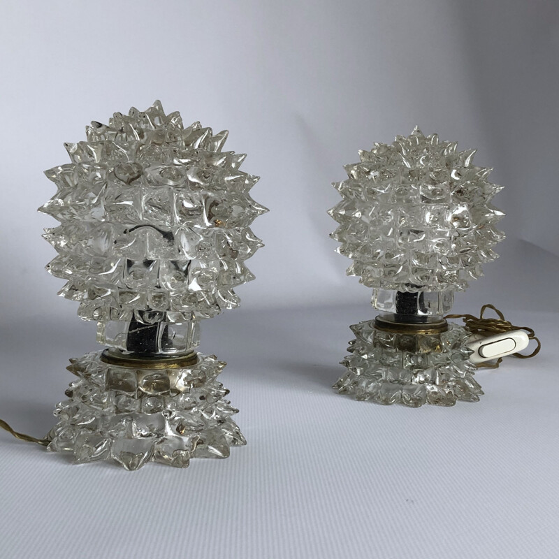 Pair of vintage table lamps Ercole Barovier, Italy 1940