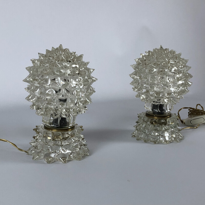 Pair of vintage table lamps Ercole Barovier, Italy 1940