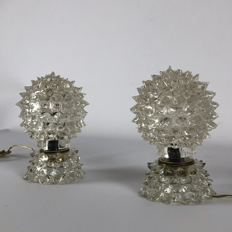 Pair of vintage table lamps Ercole Barovier, Italy 1940