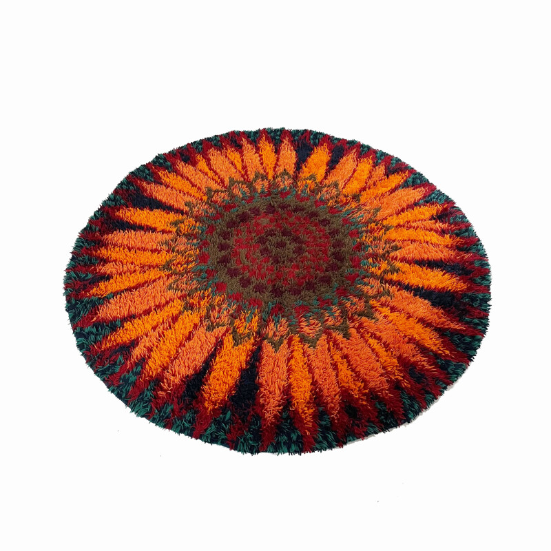 Large vintage psychedelic furry rug by Ege Taepper, Denmark 1970