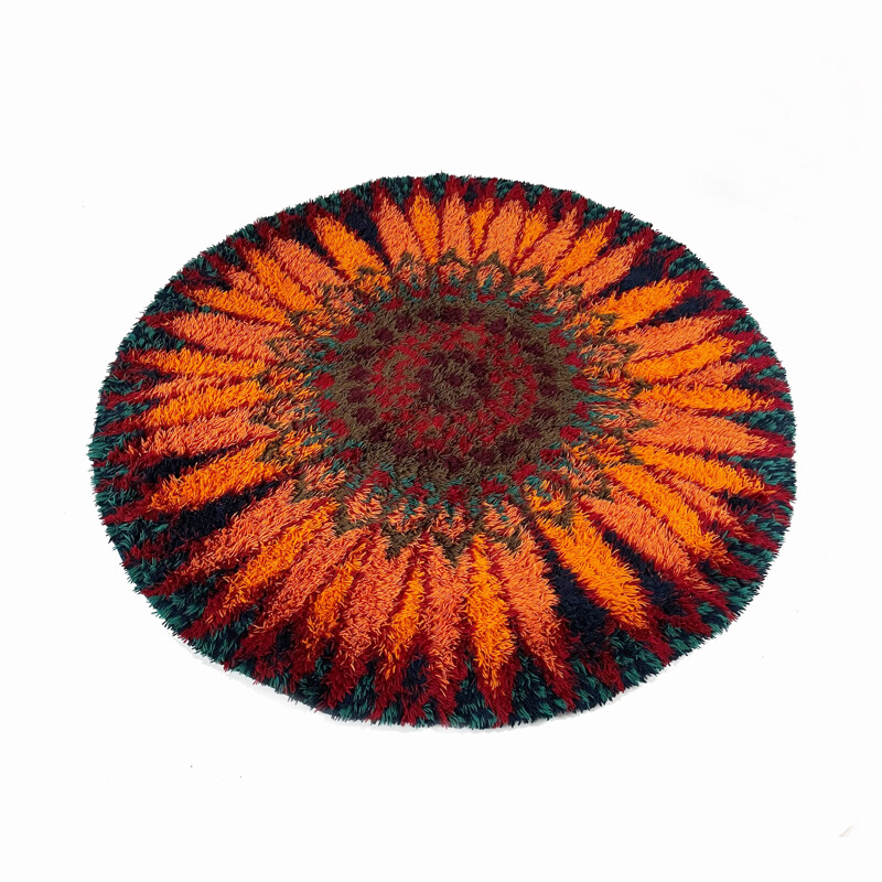 Large vintage psychedelic furry rug by Ege Taepper, Denmark 1970