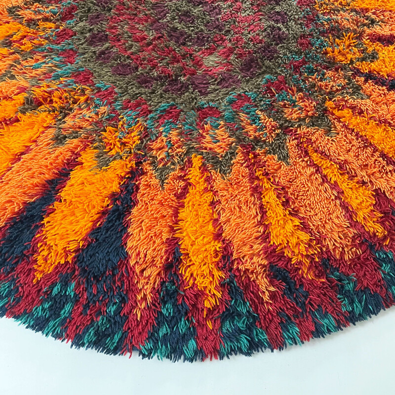 Large vintage psychedelic furry rug by Ege Taepper, Denmark 1970