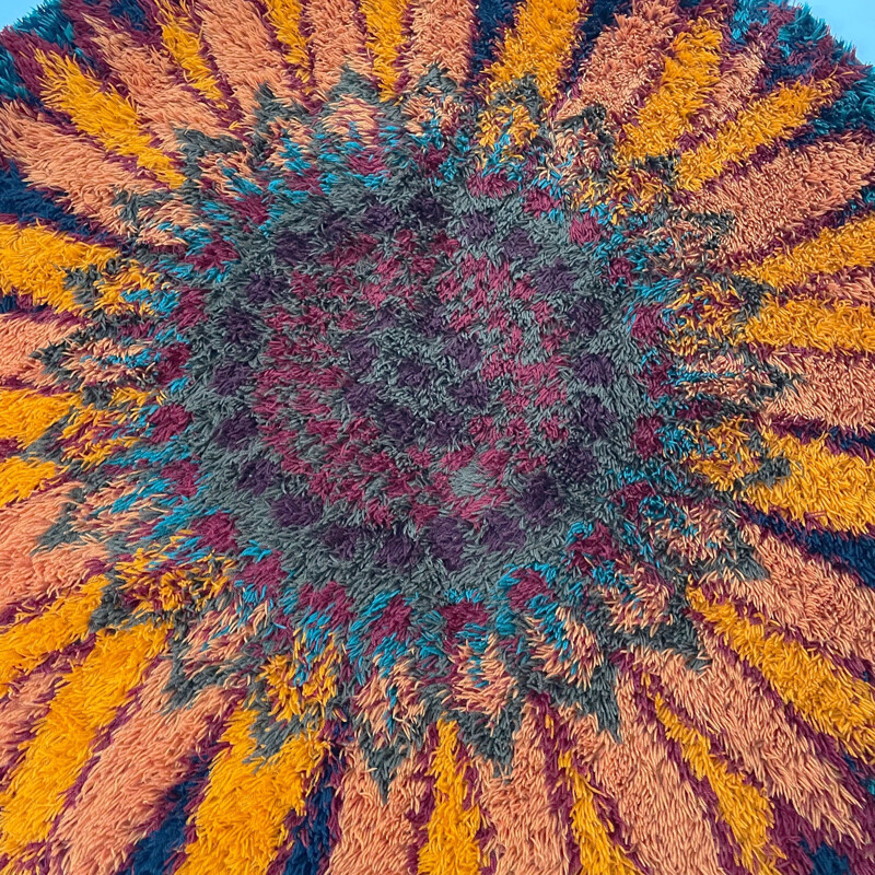 Large vintage psychedelic furry rug by Ege Taepper, Denmark 1970