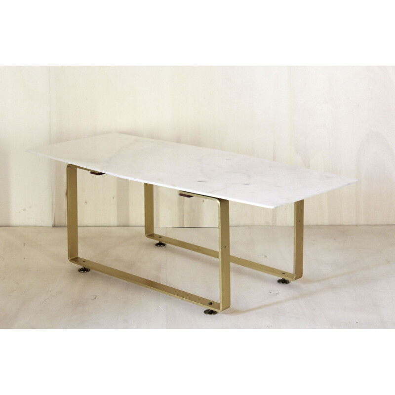 Vintage coffee table in marble and gilded iron structure 1970